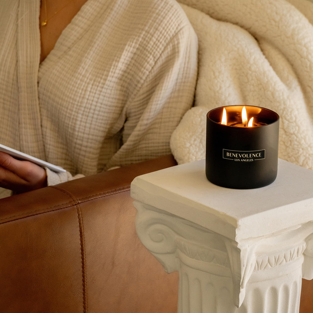 Benevolence LA 3 Wick Candle - Charcoal 14.5oz Soy Candle | Holiday Home Fragrance