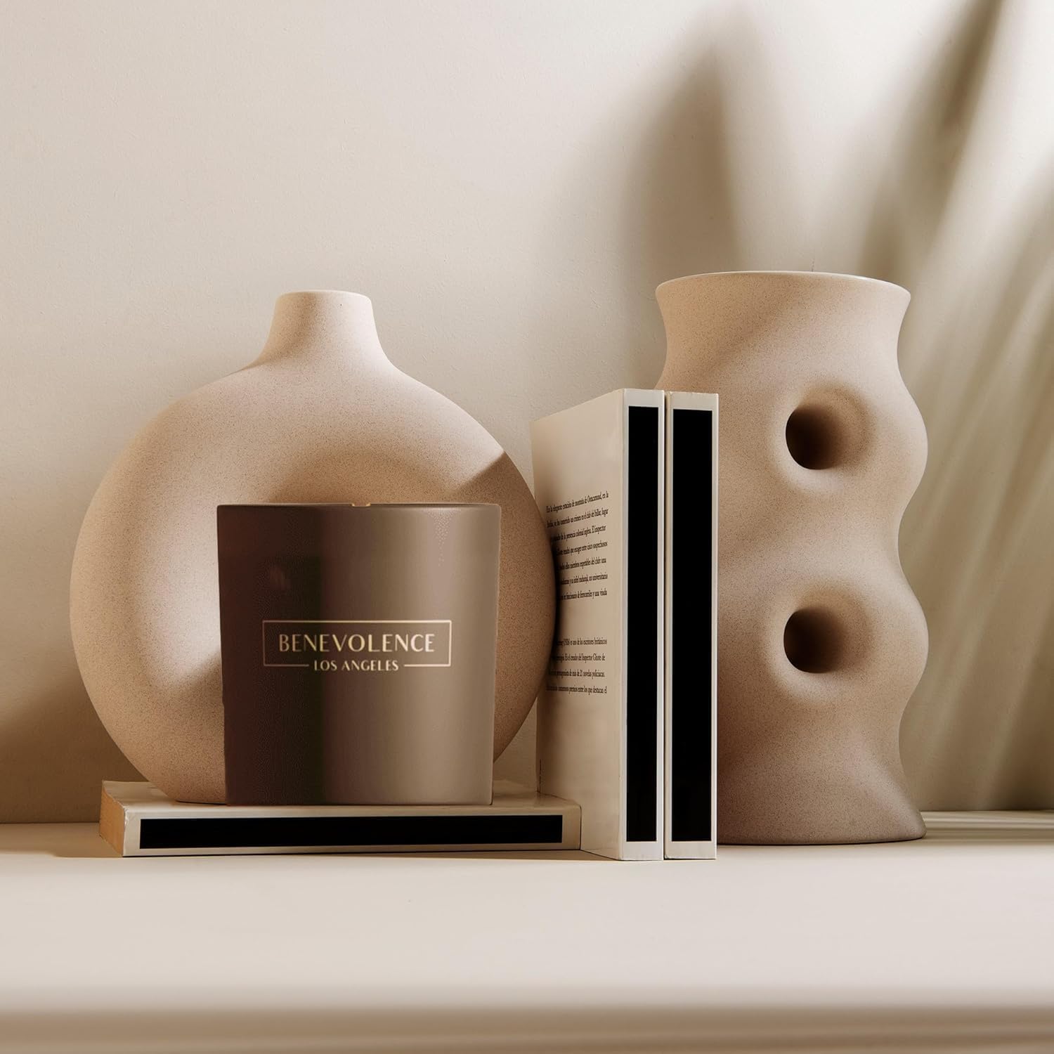 Benevolence LA Bergamot & Jasmine Christmas Scented Candles - 8oz Soy Candle (45 Hour Burn) | Black Home Fragrance