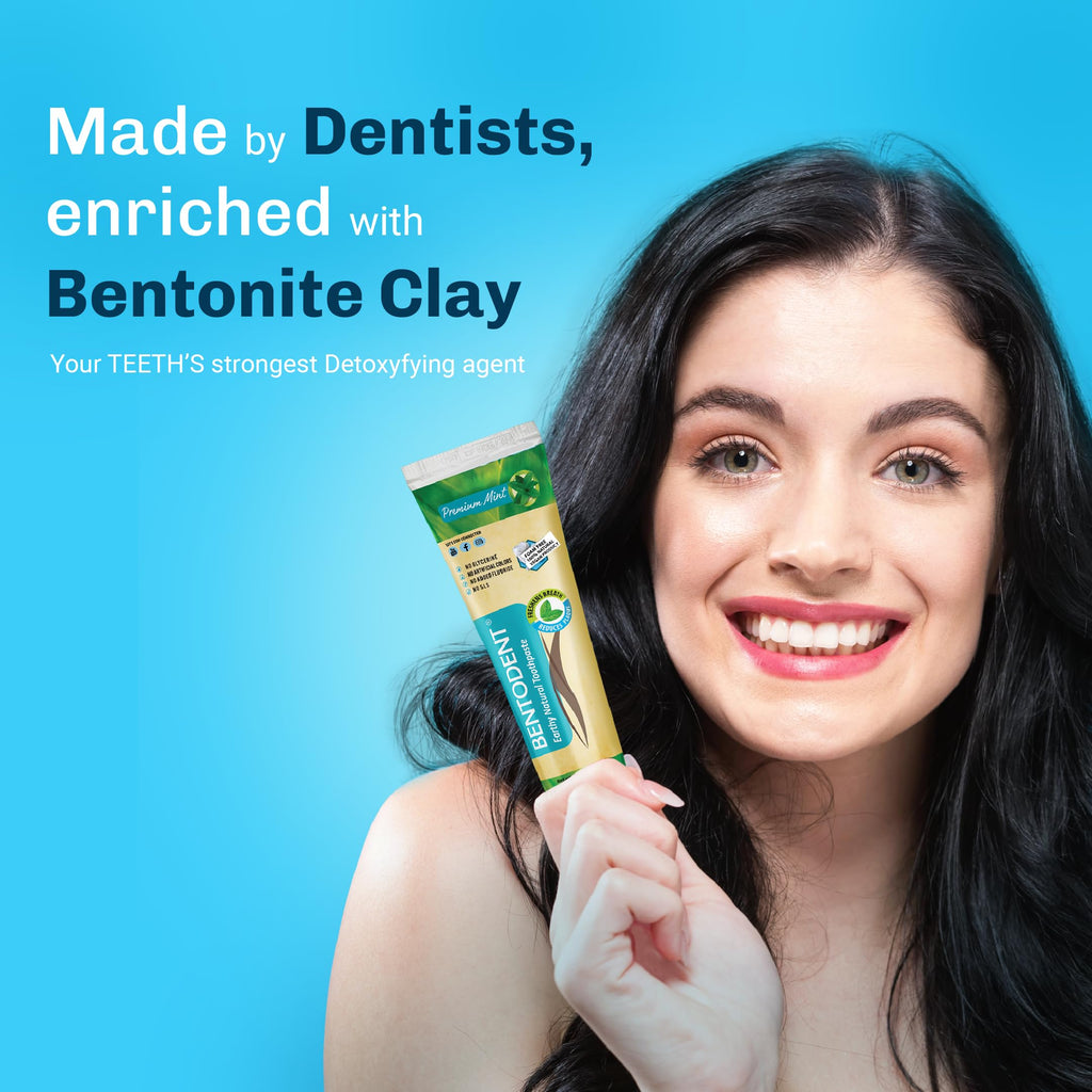 Bentodent Remineralizing Calcium Bentonite Clay Toothpaste - Fluoride Free, Organic, Premium Mint