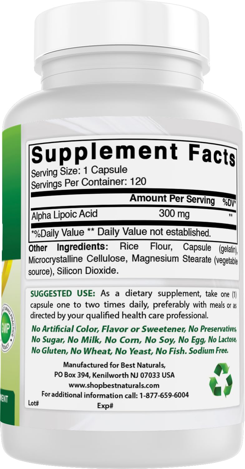Best Naturals Alpha Lipoic Acid 300 mg – 120 Capsules