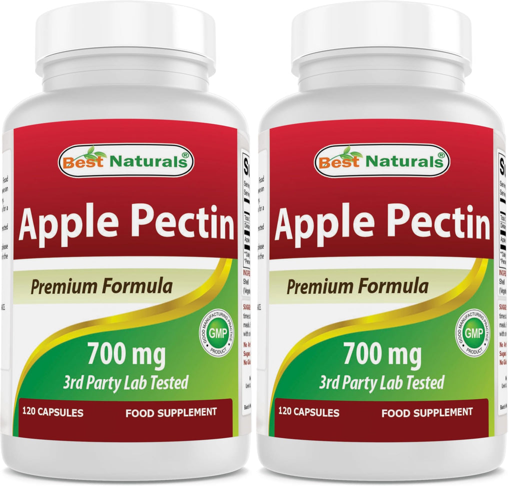 Best Naturals Apple Pectin 700 mg – 120 Capsules (Pack of 2) | Non-GMO, Gluten Free, Made in USA
