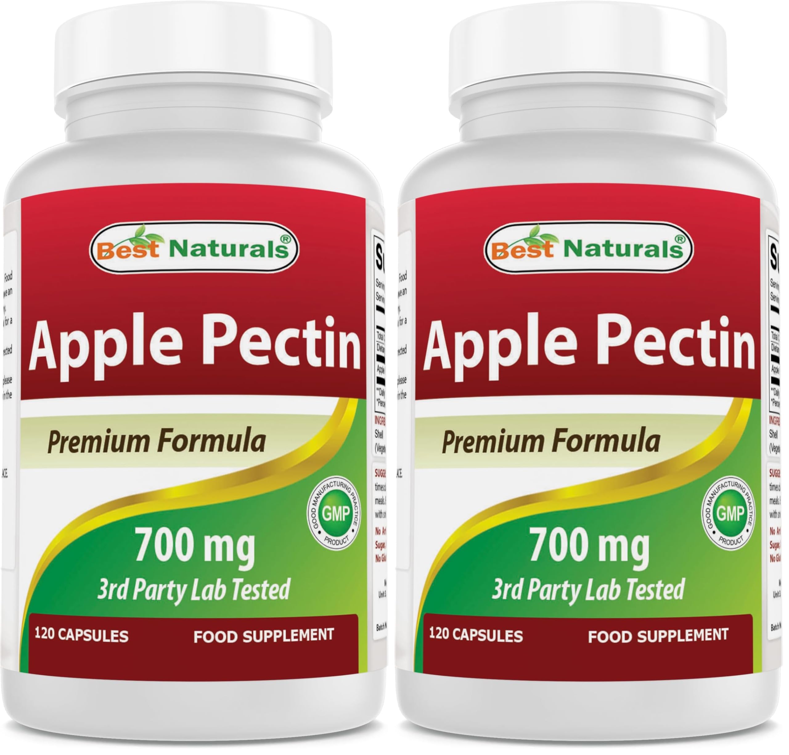 Best Naturals Apple Pectin 700 mg – 120 Capsules (Pack of 2) | Non-GMO, Gluten Free, Made in USA
