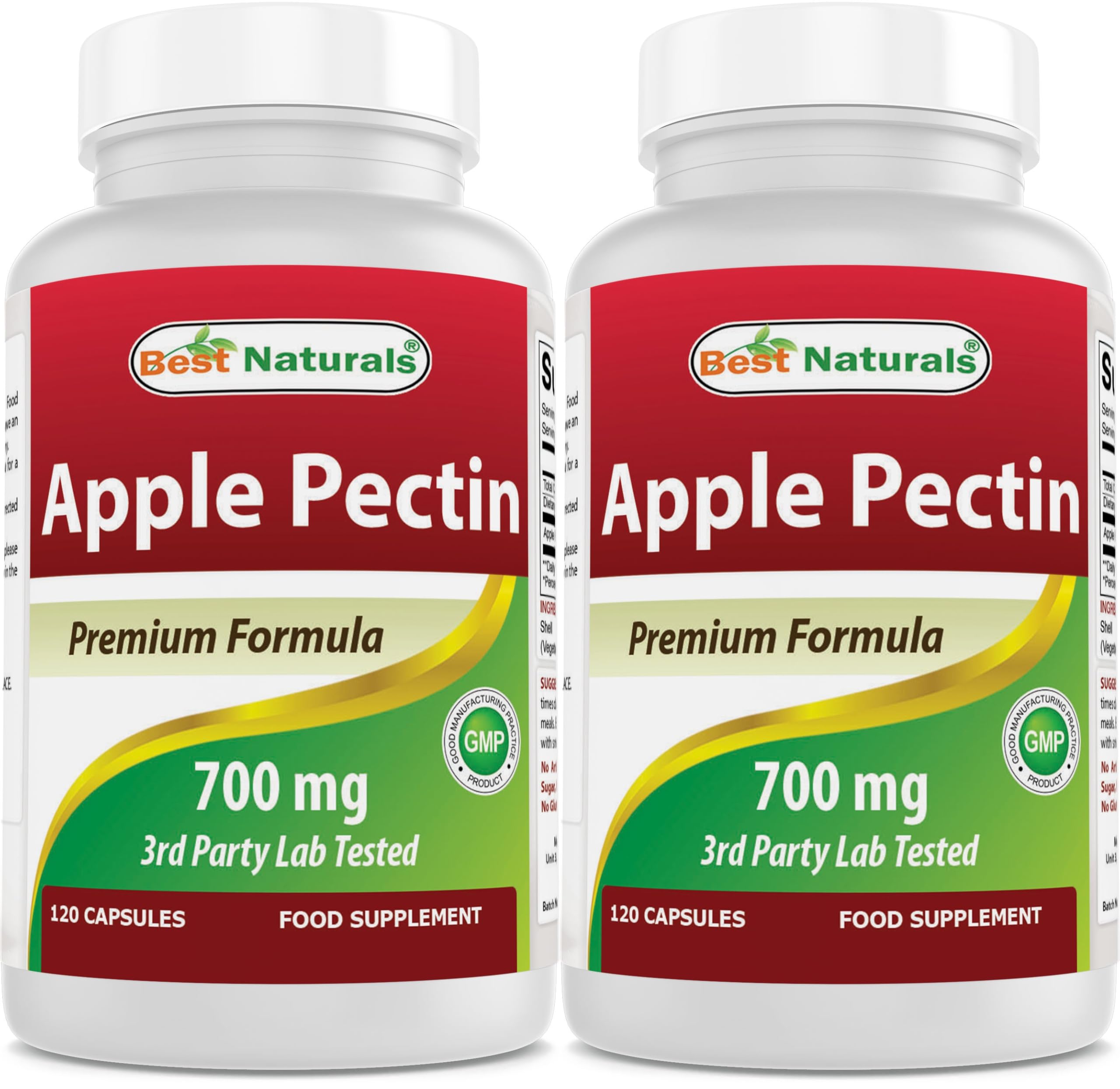 Best Naturals Apple Pectin 700 mg – Dietary Fiber & Intestinal Support | 120 Capsules (Pack of 2)