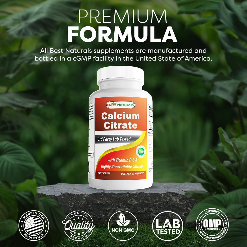 Best Naturals Calcium Citrate with Vitamin D-3 - 240 Tablets (Pack of 2)