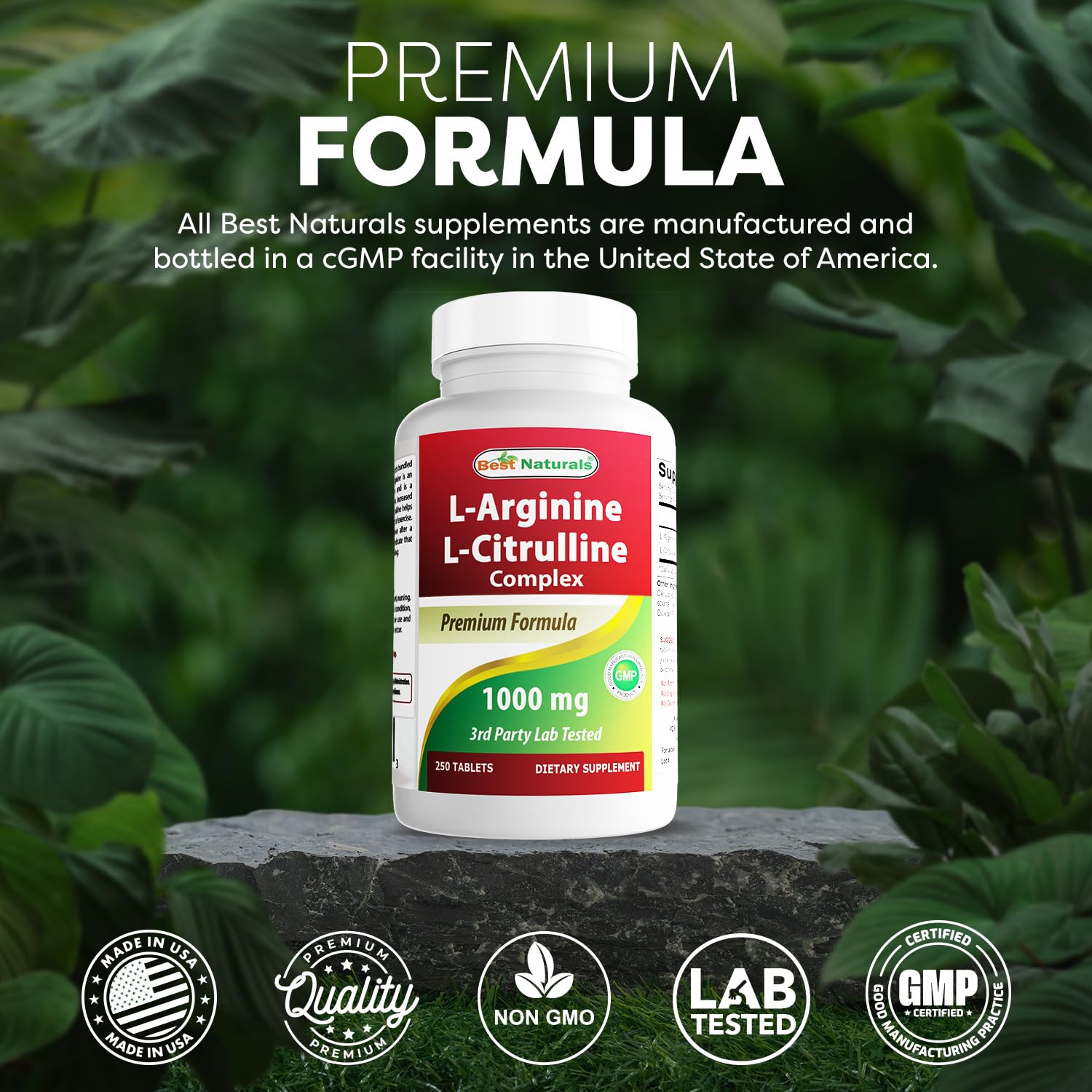 Best Naturals L-Arginine L-Citrulline Complex 1000 mg - 250 Tablets (Pack of 2)