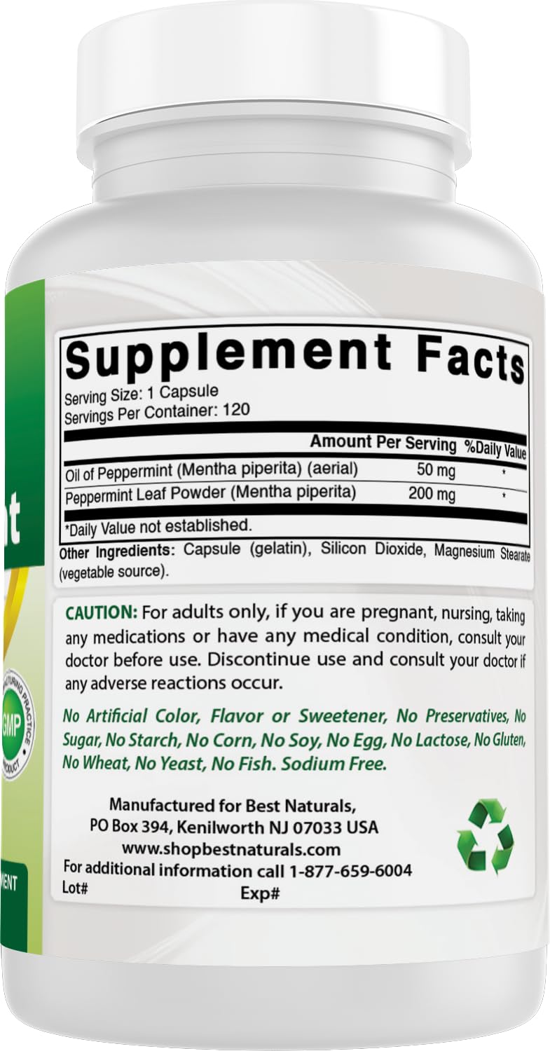 Best Naturals Peppermint Oil 250 mg 120 Capsules (120 Count (Pack of 3))