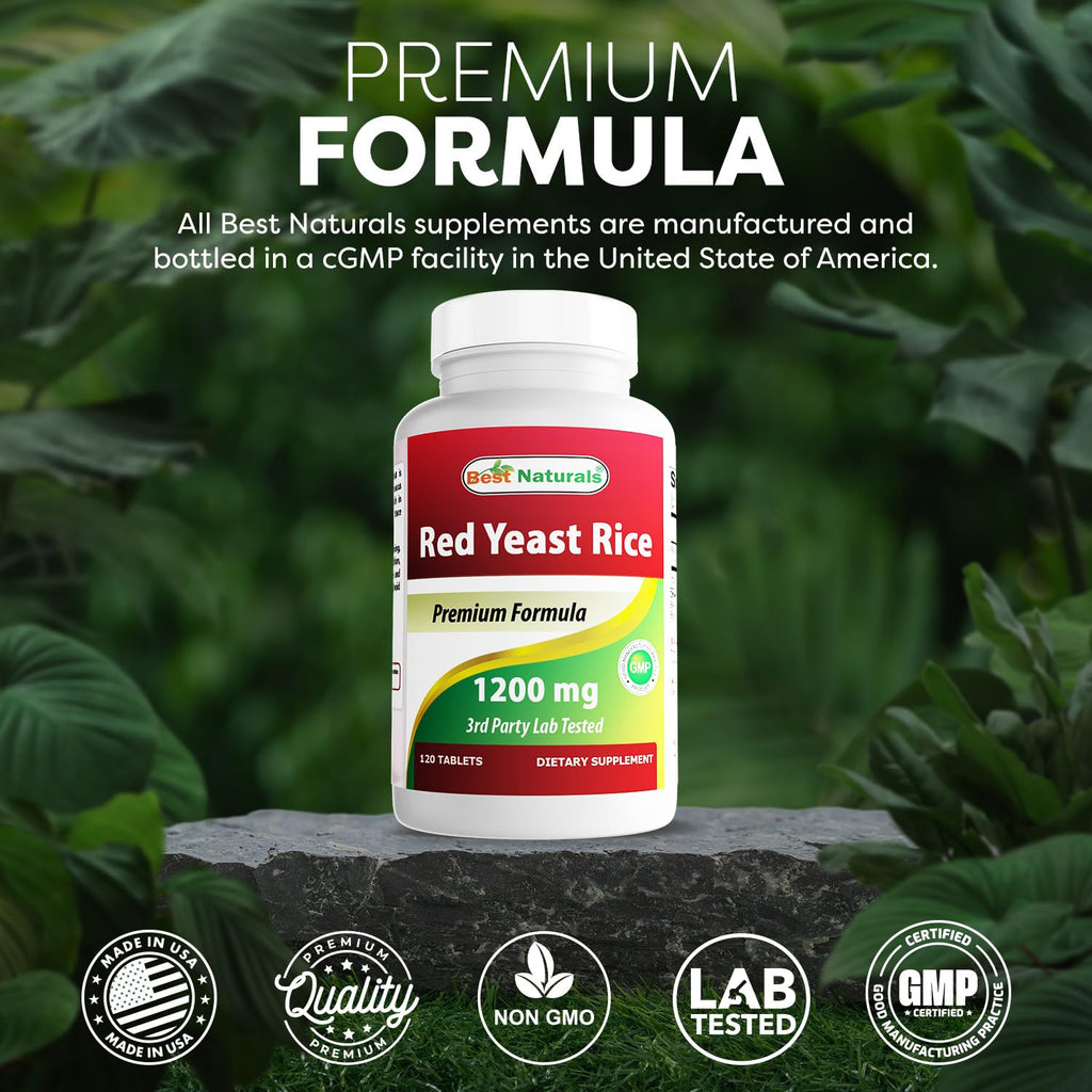 Best Naturals Red Yeast Rice 1200 mg (Non-GMO) - 120 Tablets