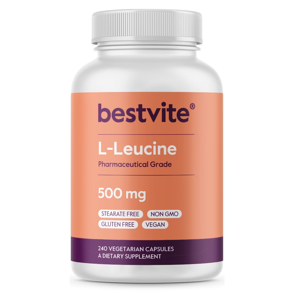 BESTVITE L-Leucine 500mg | 240 Veg Capsules | Vegan, Non-GMO, Gluten-Free