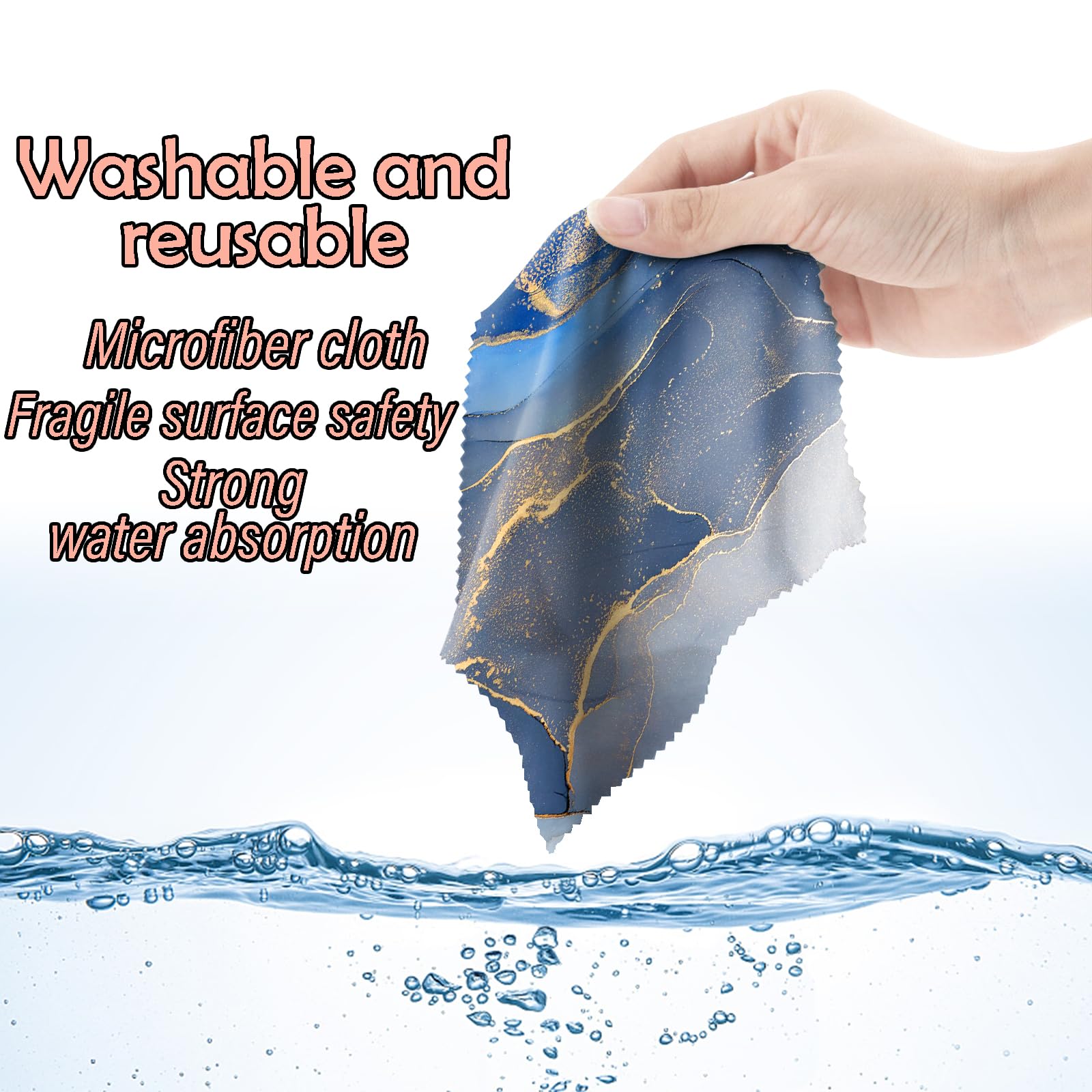 BHAHB 6-Pack Microfiber Glasses Cleaning Cloths - 6.3 x 6.3 in Marble Pattern