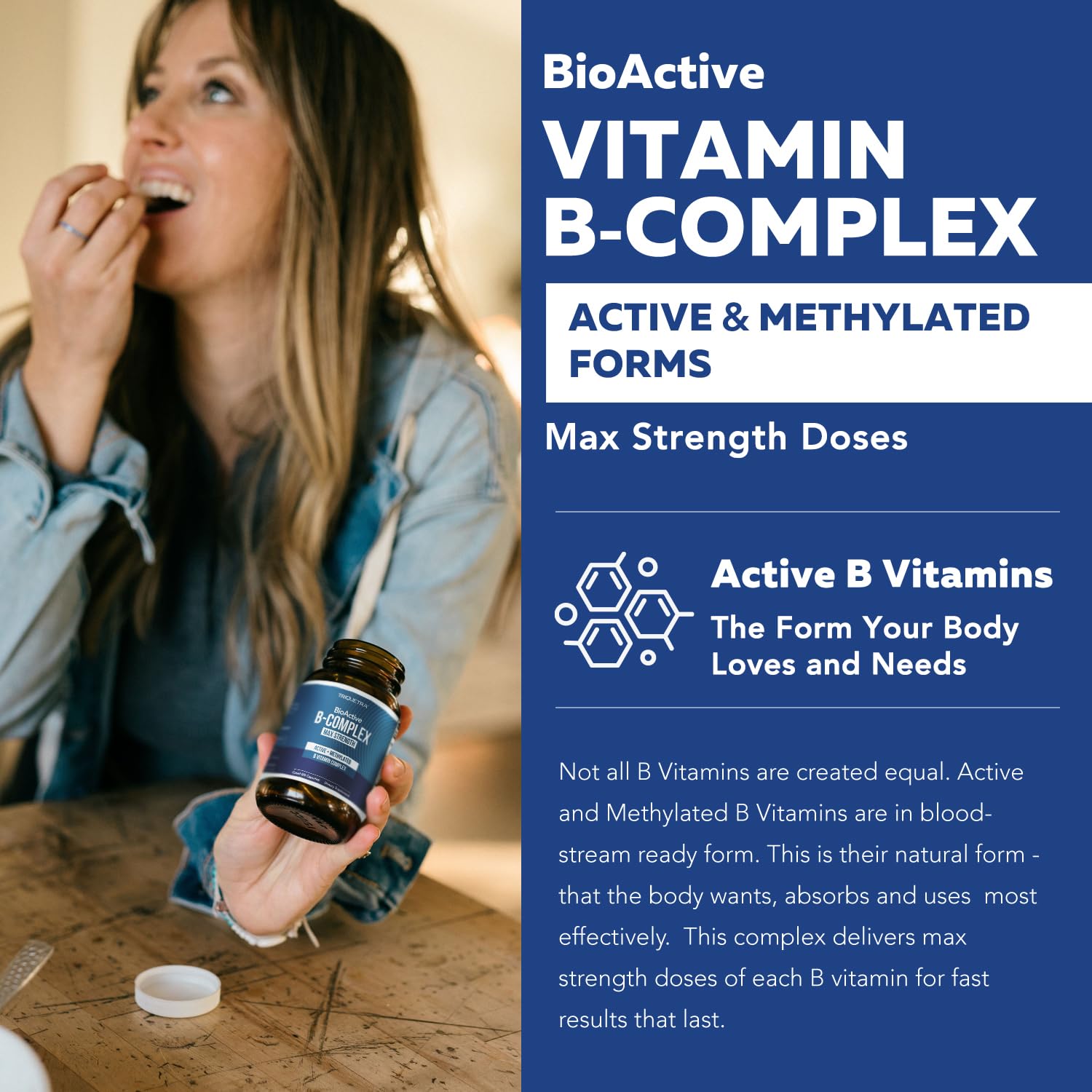 BioActive Vitamin B Complex – Bloodstream-Ready, Methylated B Vitamins, 60 Servings