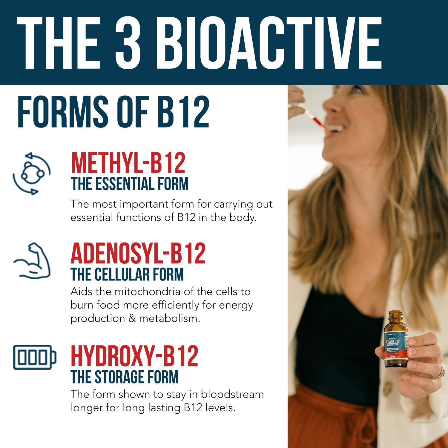 BioActive Vitamin B12 5000 mcg – 3 BioActive B12 Forms + Methylfolate | Sublingual Berry, Organic, Vegan (60 Servings)