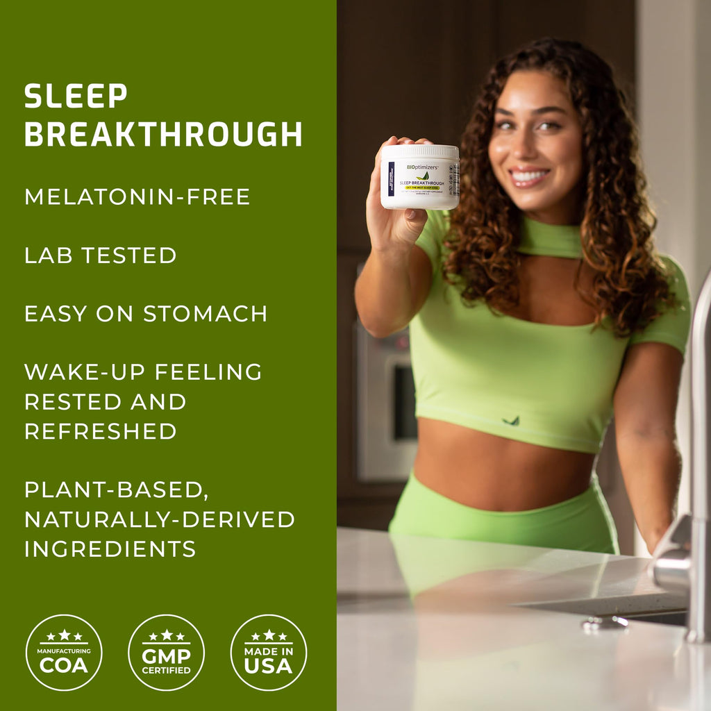 BIOptimizers Sleep Breakthrough 2.0 – Melatonin-Free Sleep Support Powder (Blue Berry Dreams)