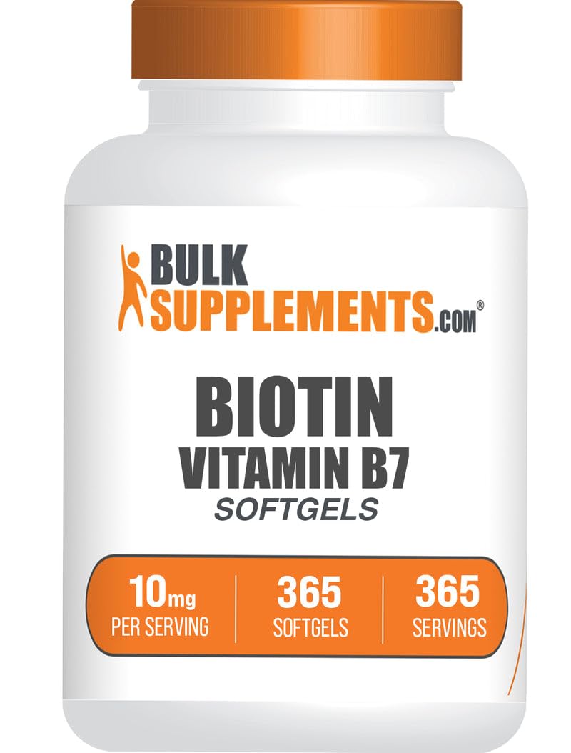 Biotin 10000mcg Softgels – Vitamin B7 for Hair, Skin & Nails | Gluten Free | 365 Count