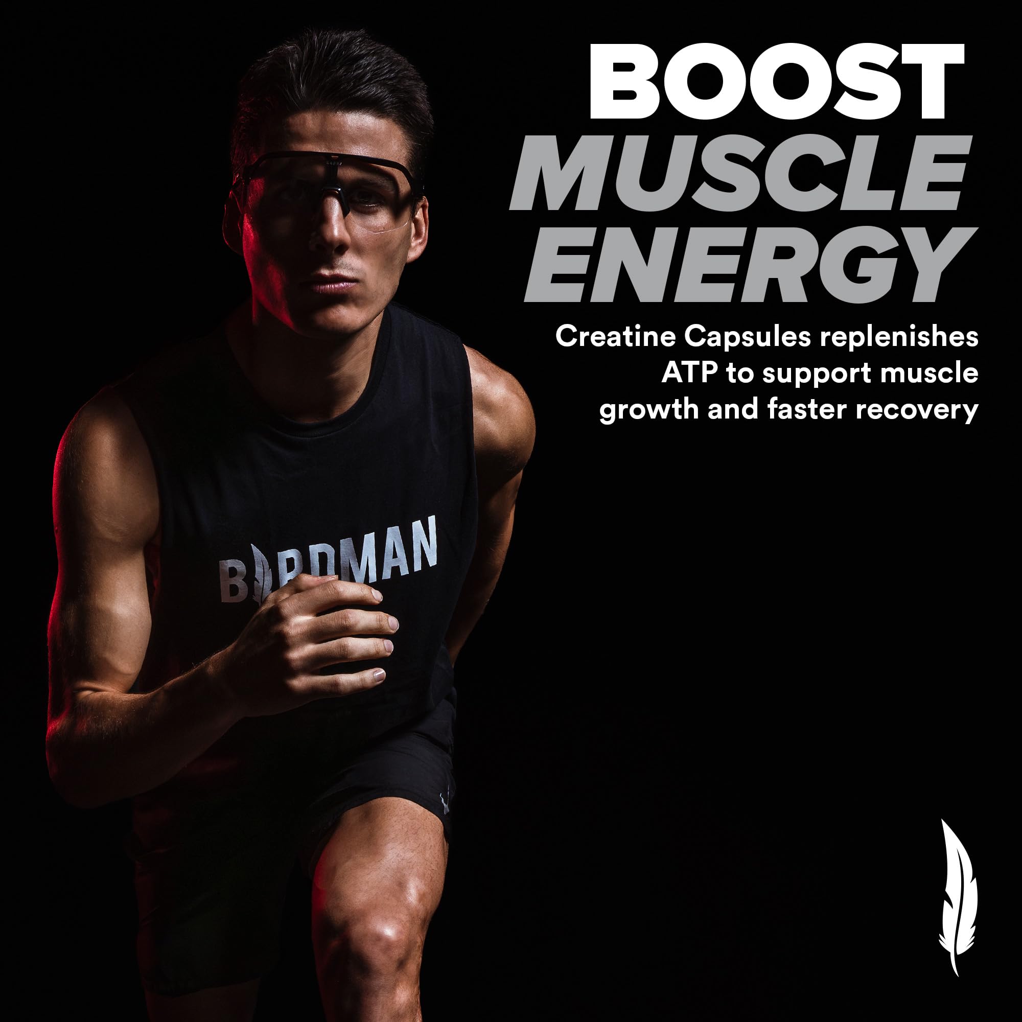 Birdman Micronized Creatine Monohydrate Capsules – Muscle Growth & Recovery | Vegan, Caffeine Free, Gluten Free, Sugar Free | 125 Capsules (25 Servings)