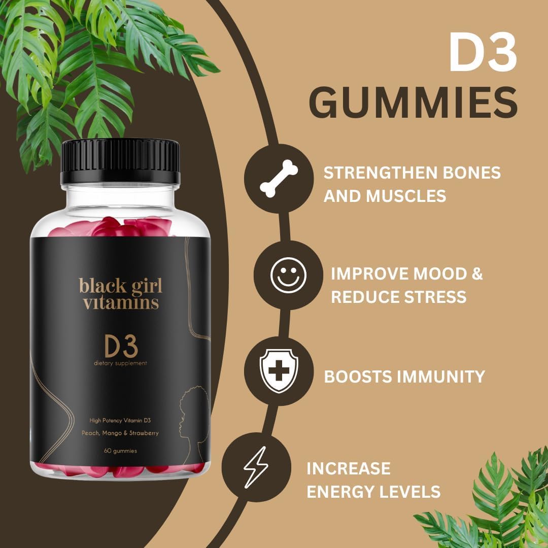 Black Girl Vitamins Complete Wellness Essentials – 30-Day Bundle with D3 Gummies, Probiotics, Hair-Skin-Nails & Sea Moss