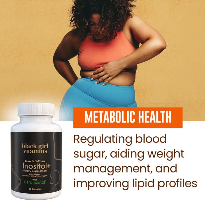 Black Girl Vitamins Inositol Supplement, 2000mg Myo + 50mg D-Chiro, Vegan Capsules to Support Hormone Balance, Healthy Ovarian & Menstrual Wellness, 60 Count
