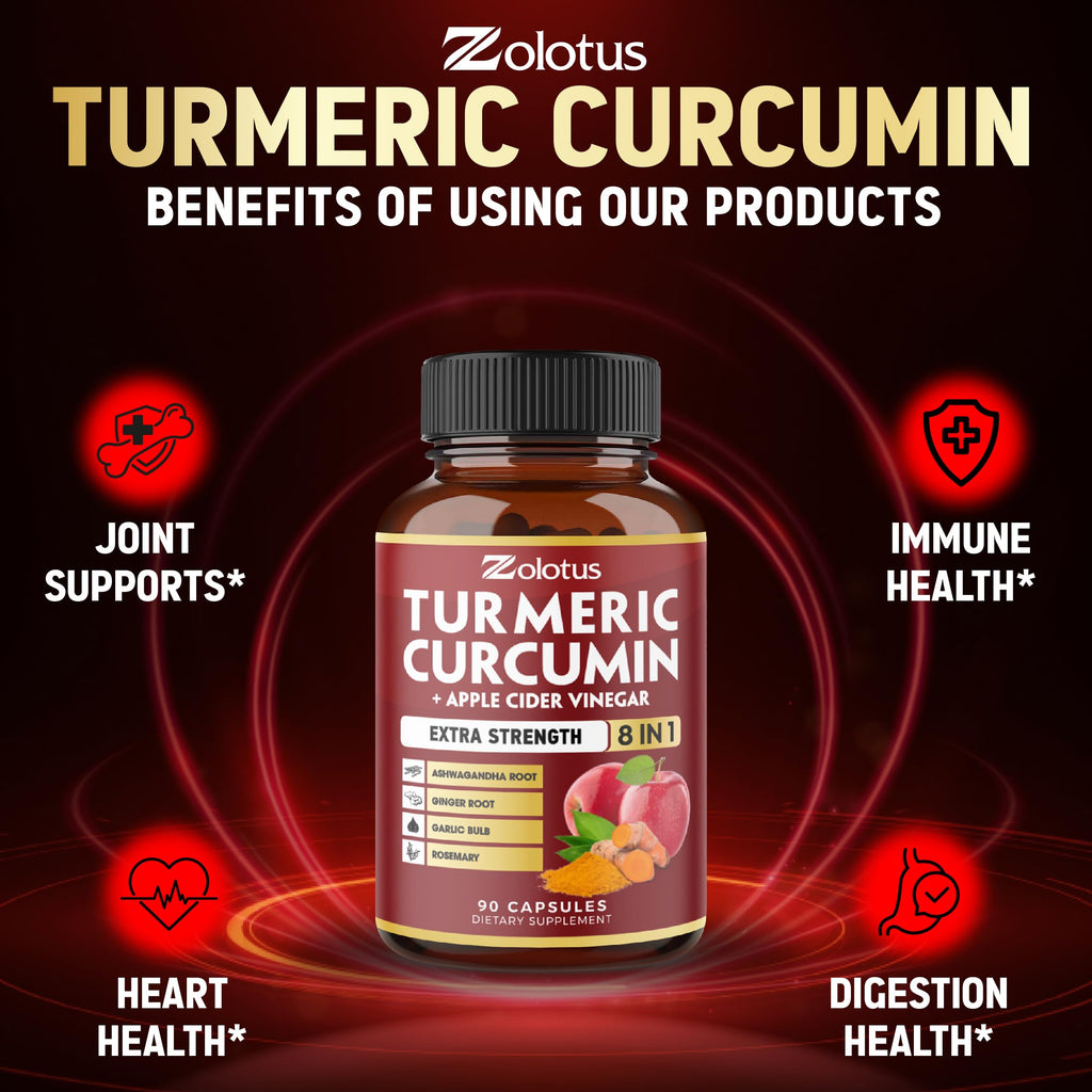 7 in 1 Turmeric Curcumin + Apple Cider Vinegar Capsules – 3 Month Supply