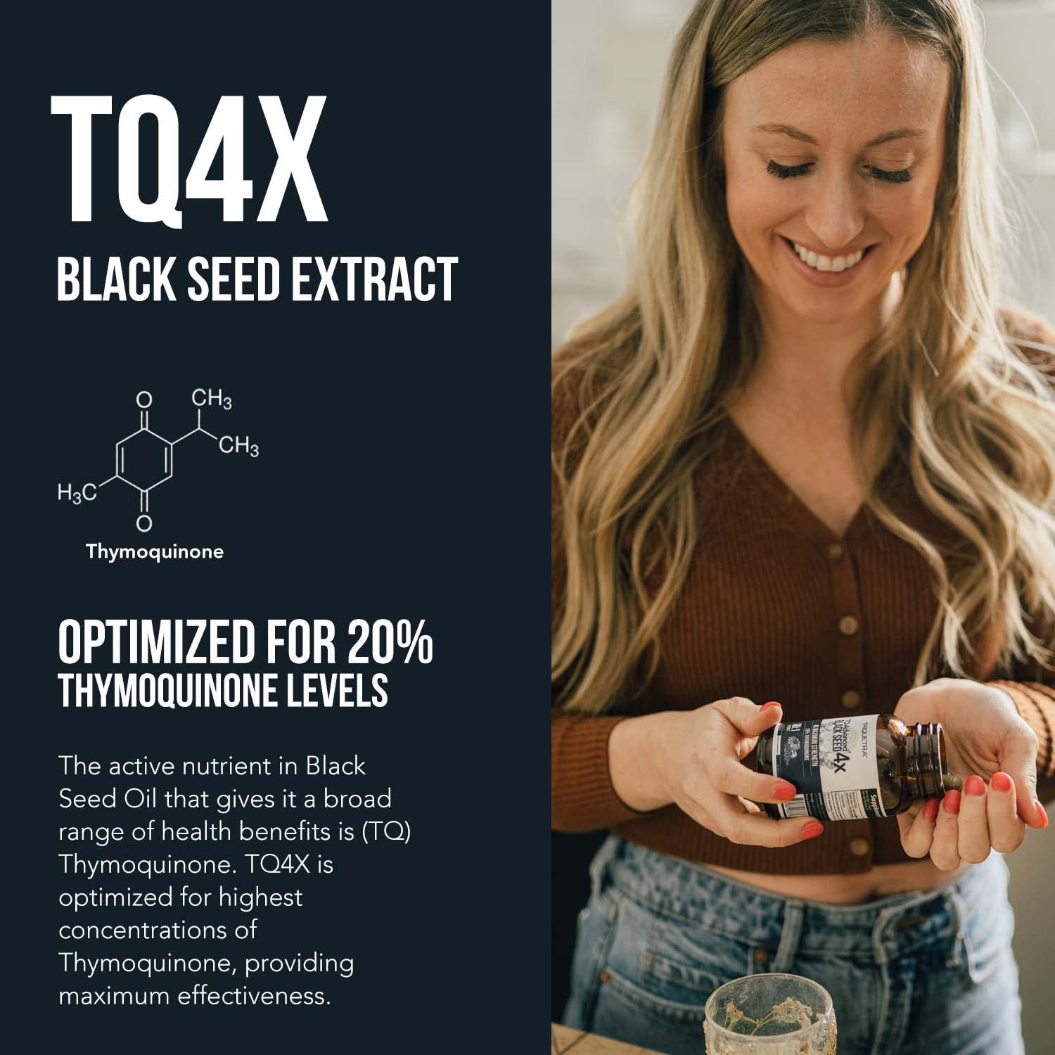 20% Thymoquinone Black Seed Oil Extract Capsules – TQ-Advanced 4X® (60:1, 60 Capsules, Vegan)
