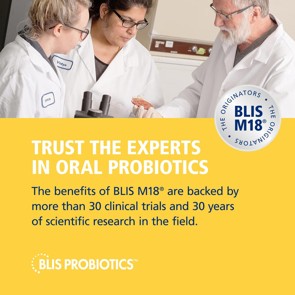 BLIS Teeth & Gums Oral Probiotics Lozenges for Mouth - Most Potent M18 Formula Available, 2.5 Billion CFU - Mouth Probiotic for Tooth and Gum Health, Adults and Kids - 30 Day Supply