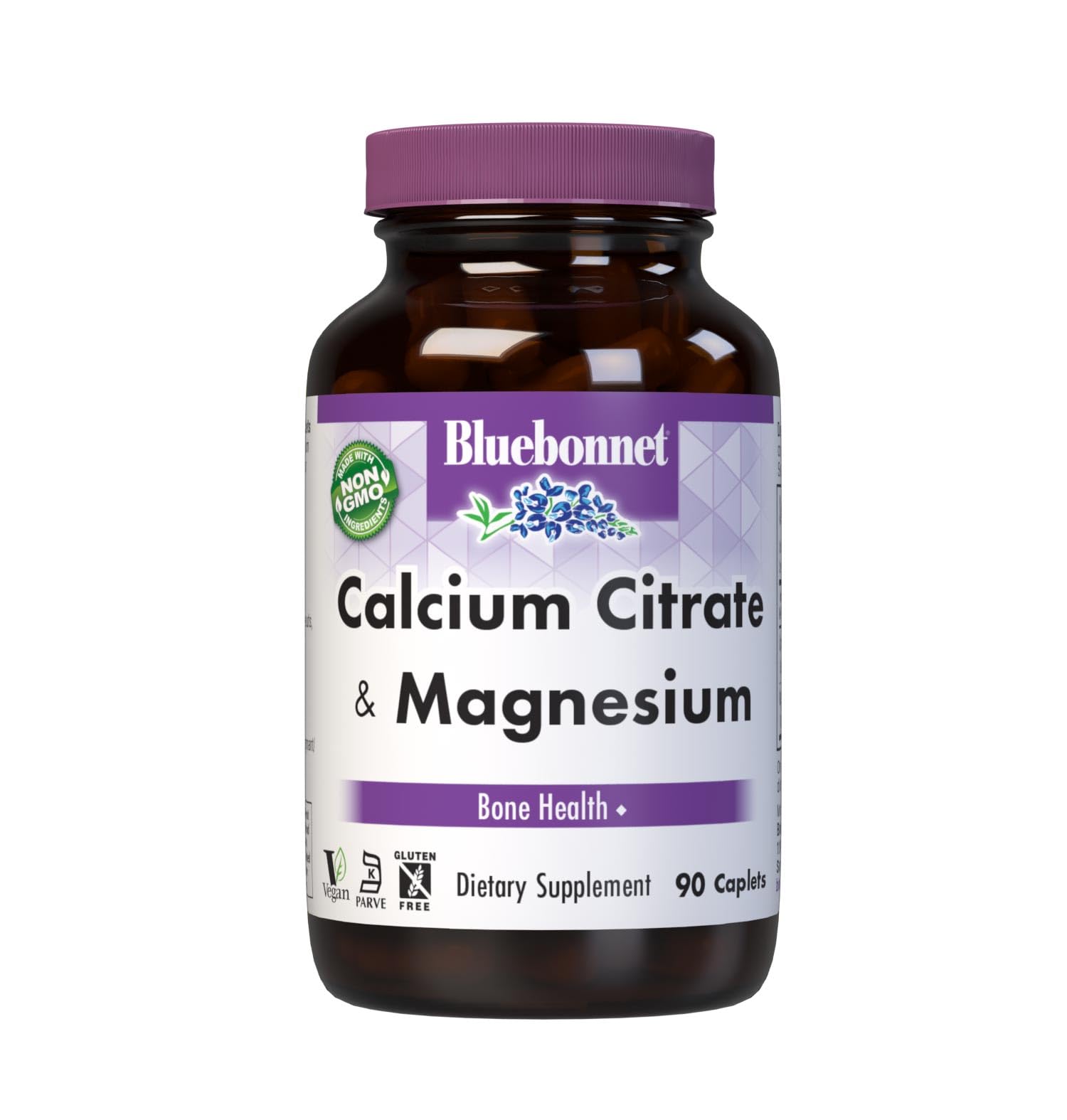 BlueBonnet Calcium Citrate Plus Magnesium Caplets, 90 Count – Bone Health Support