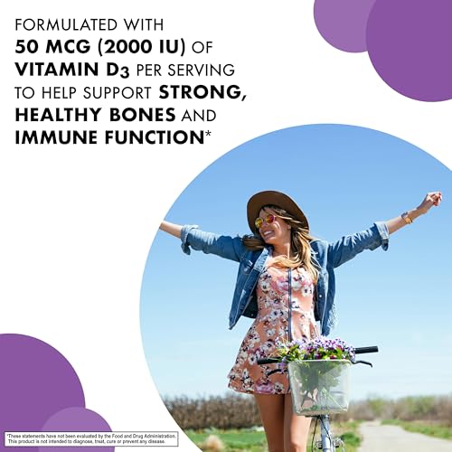 Bluebonnet Nutrition EarthSweet Vitamin D3 2000 IU Raspberry Chewable Tablets – Non-GMO, Gluten-Free, Kosher