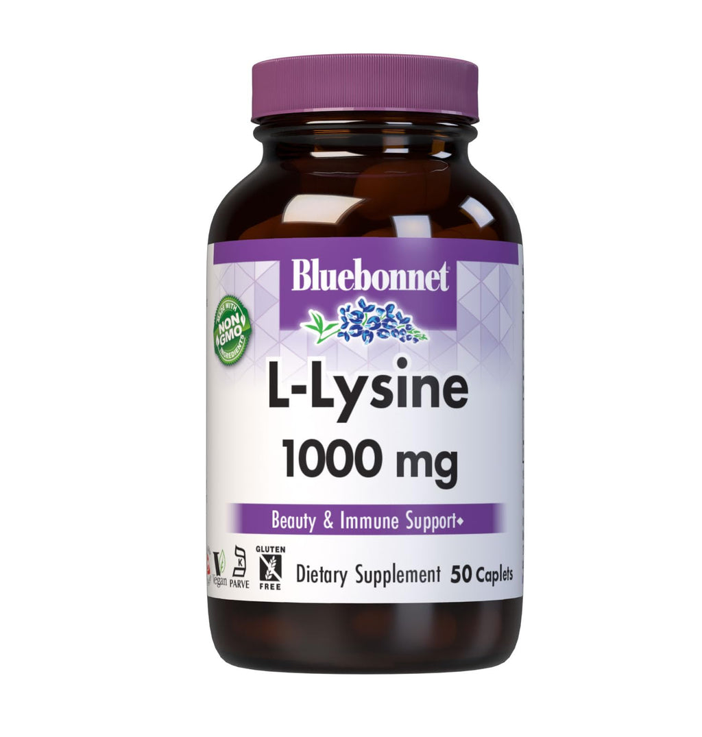Bluebonnet L-Lysine 1000 mg Caplets – 50 Count | Immune Support & Collagen Synthesis