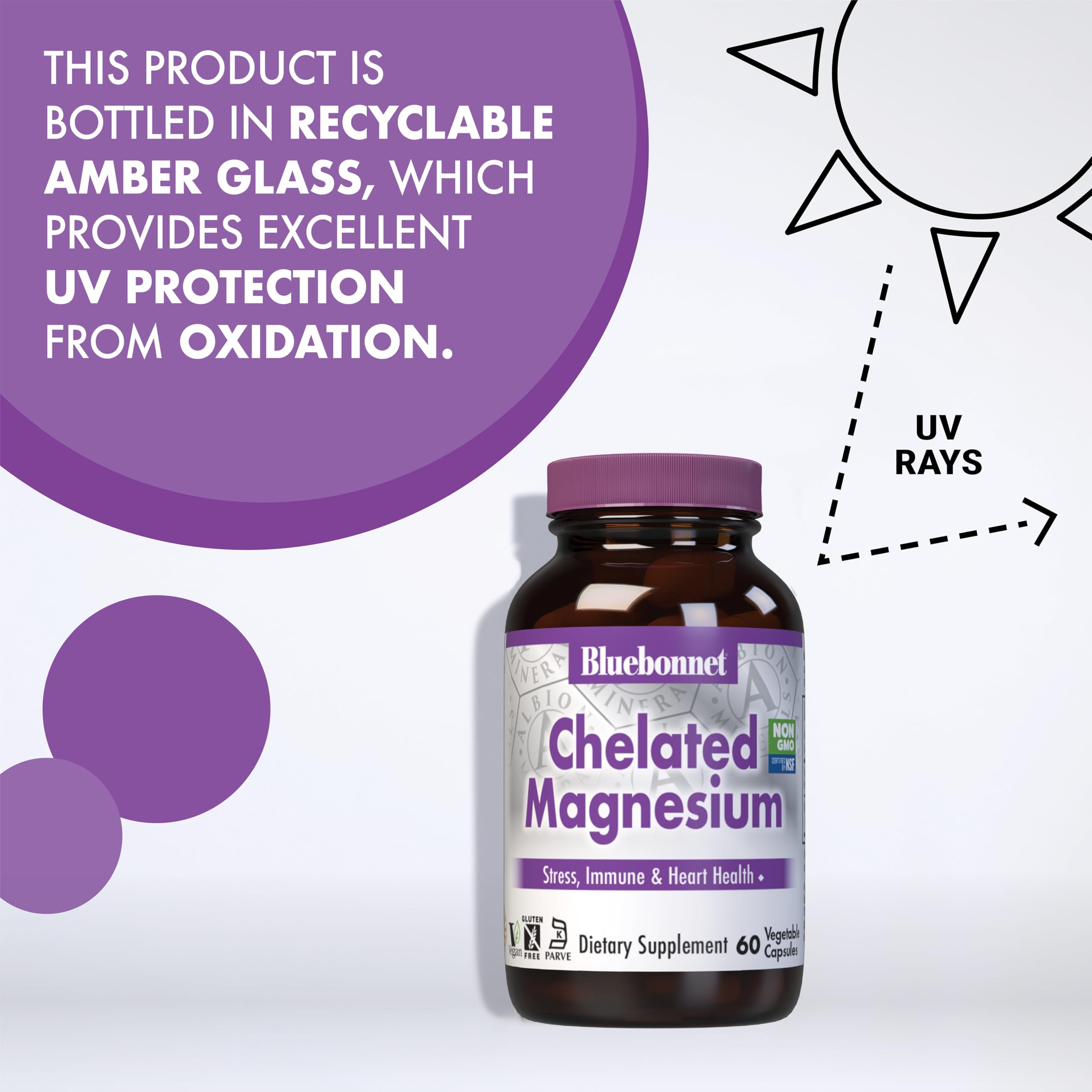 Bluebonnet Nutrition Albion Chelated Magnesium 200 mg – 120 Veggie Caps, Vegan, Kosher