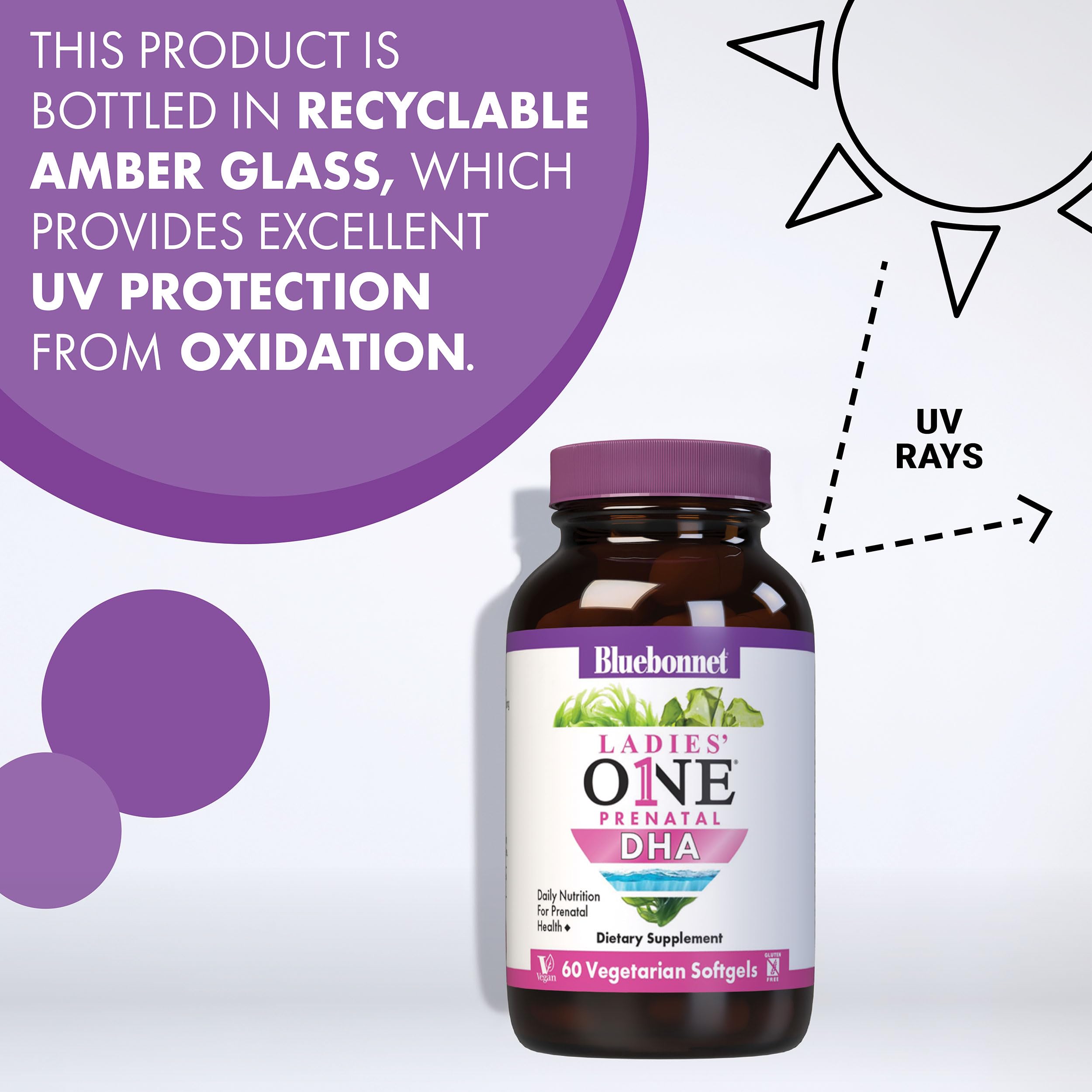 Bluebonnet Ladies' One Prenatal DHA 200 mg – Vegan, Non-GMO, Gluten-Free