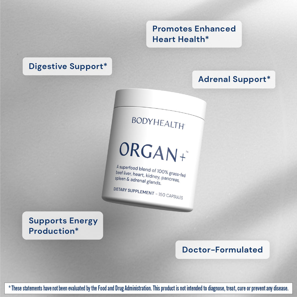 BodyHealth Organ+ Grass-Fed Glandular Complex – Grass-Fed Beef Organ Supplement (150 Capsules)