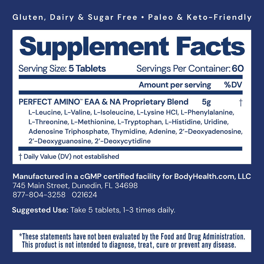BodyHealth PerfectAmino (300 Tablets) – Essential Amino Acids, Vegan BCAA & EAA for Recovery & Energy