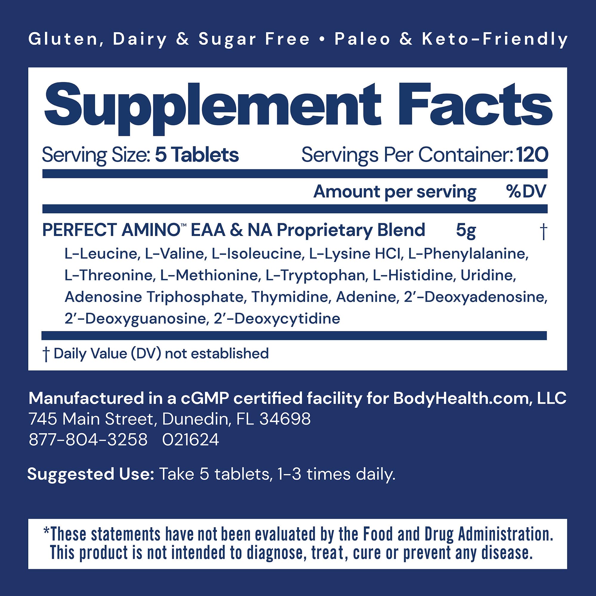 BodyHealth PerfectAmino | Essential Amino Acids with BCAAs for Muscle Recovery & Strength (600 ct)
