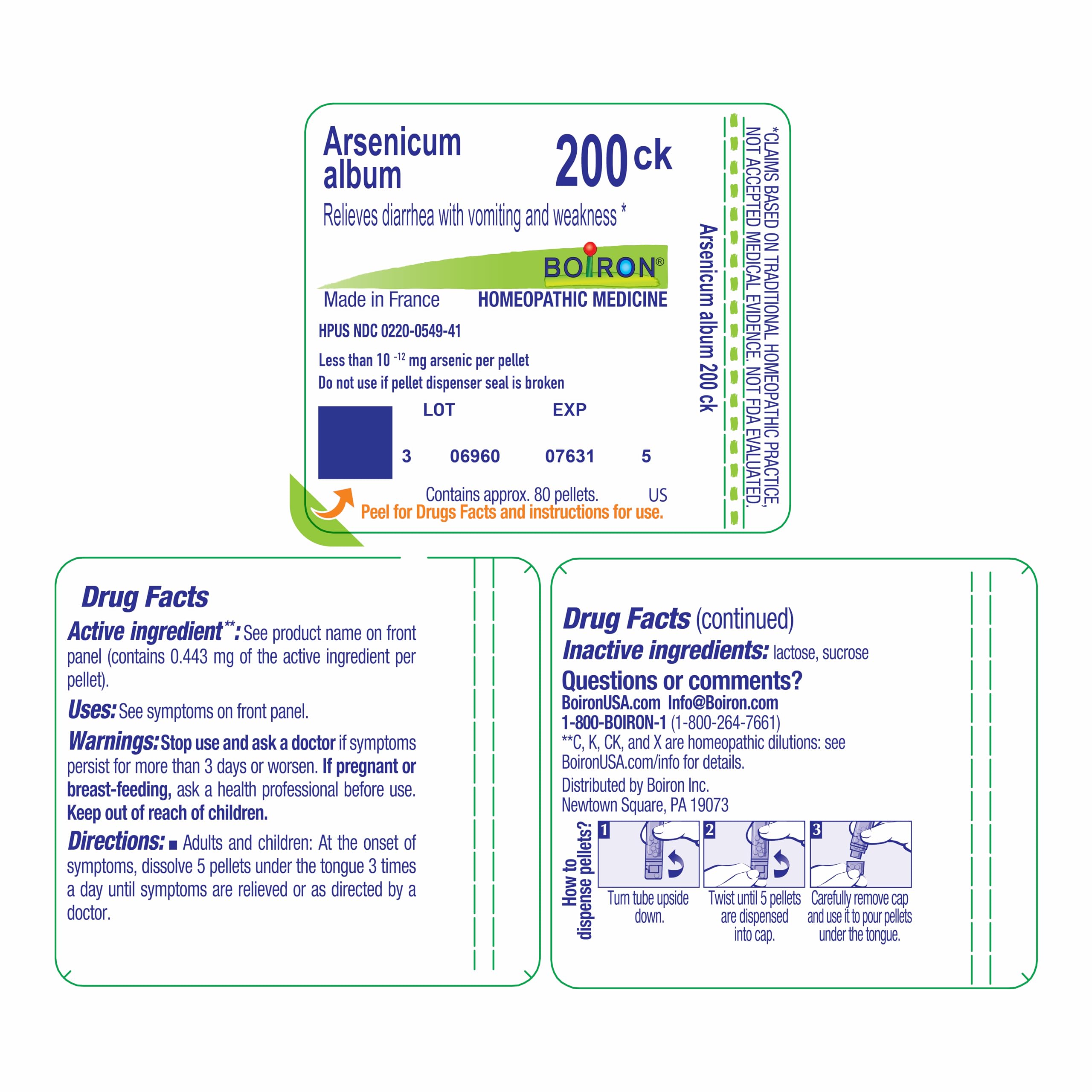 Boiron Arsenicum Album 200Ck Homeopathic Medicine for Diarrhea - 80 Pellets