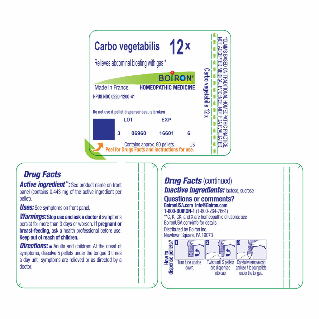 Boiron Carbo Vegetabilis 12C – Homeopathic Medicine for Bloating & Gas (80 Pellets)