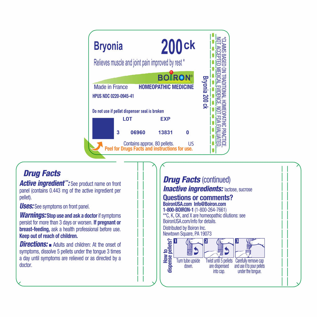 Boiron Bryonia 200Ck - Homeopathic Muscle & Joint Pain, 80 Pellets