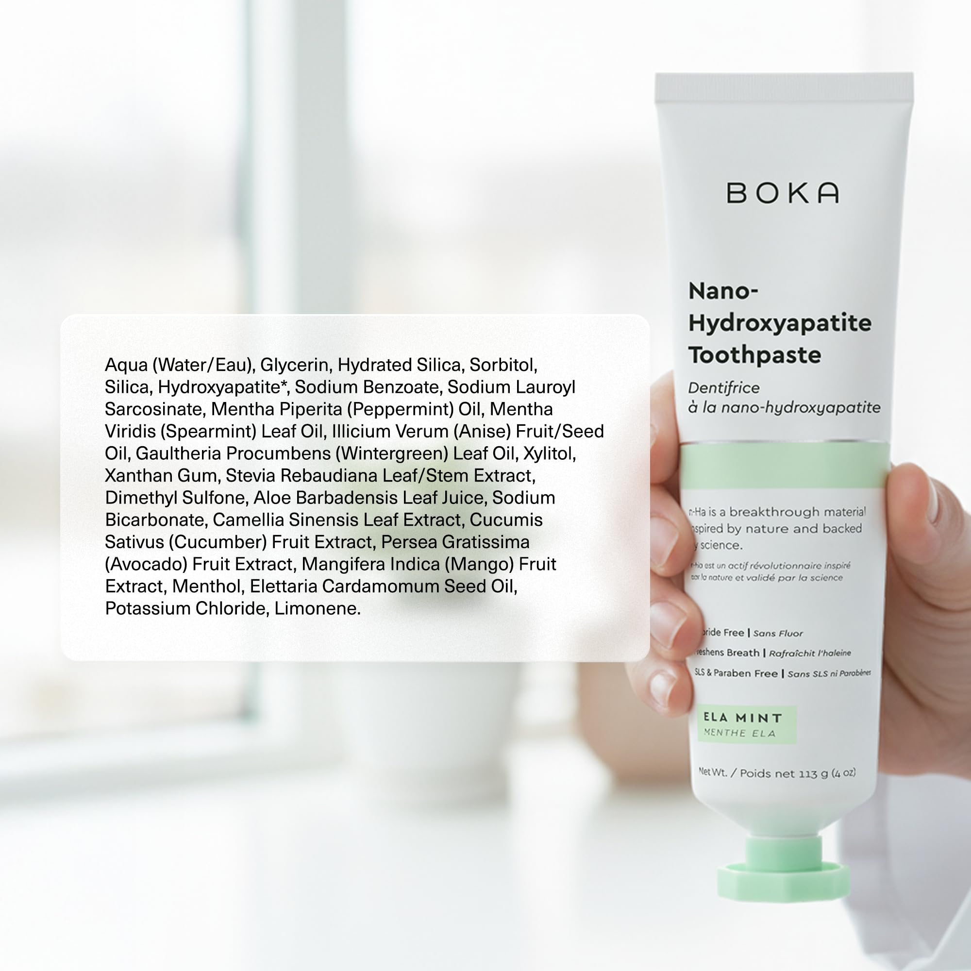 Boka Fluoride Free Nano Hydroxyapatite Toothpaste – Ela Mint, 4 oz, 3-Pack (US Made)