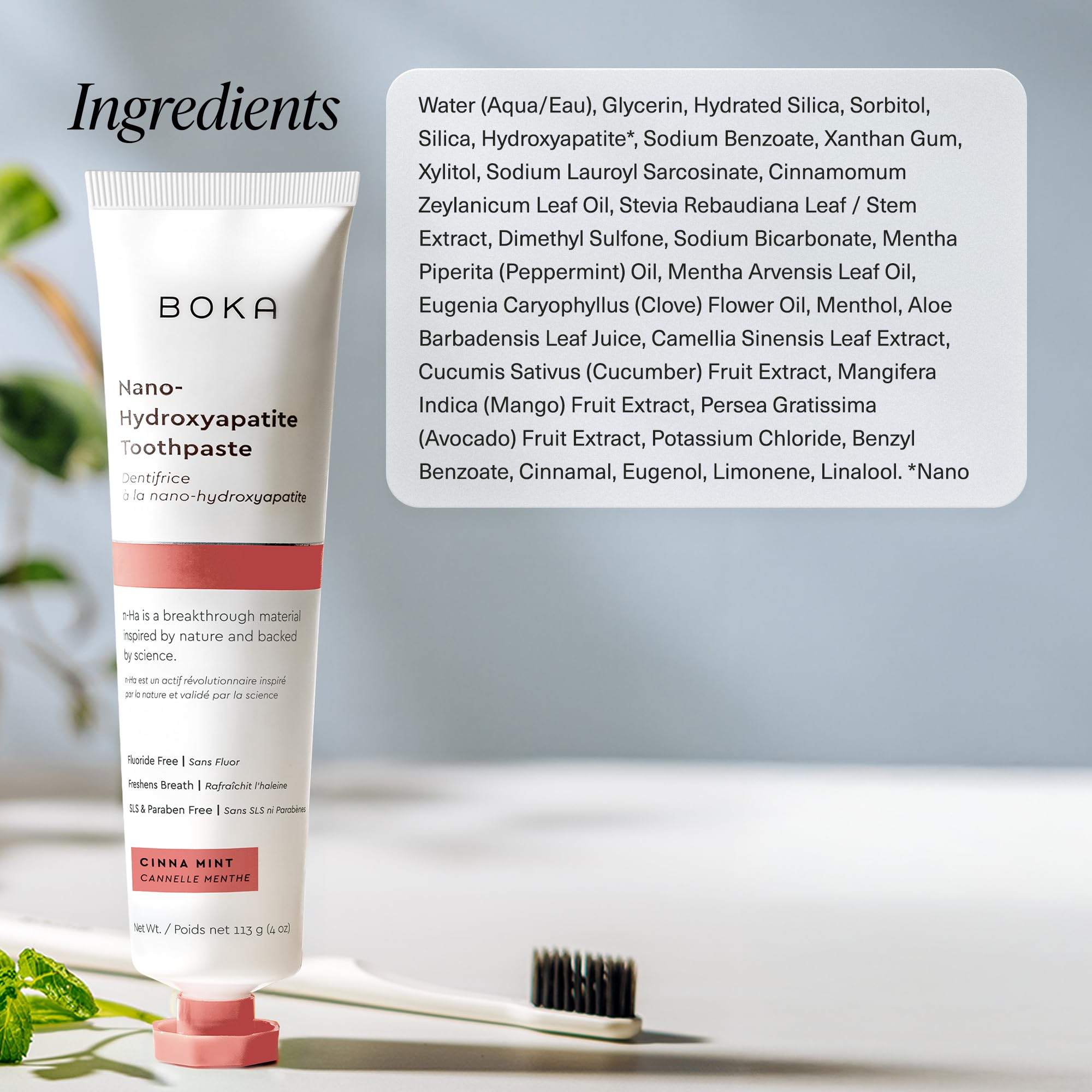 Boka Fluoride Free Toothpaste with Nano Hydroxyapatite | Cinnamon Mint, 4 Fl Oz – Pack of 2 for Adults & Kids (US Made)