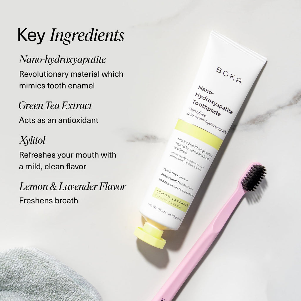 Boka Fluoride-Free Toothpaste | Nano-Hydroxyapatite for Sensitive Teeth | Lemon Lavender 4oz