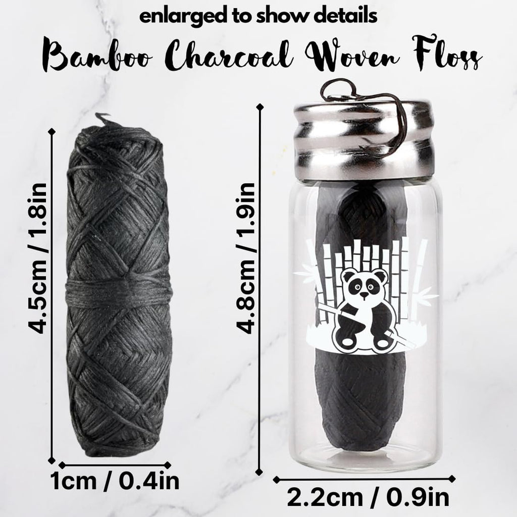 BOONBOO Dental Floss – Charcoal Woven Thread, Glass Bottle, 2 Heads Refill, Unflavored