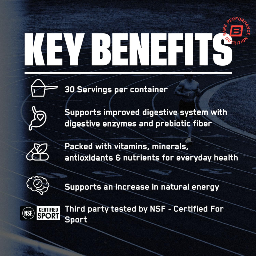 BARE PERFORMANCE NUTRITION Strong Reds Superfood Powder - Strawberry, 30 Servings