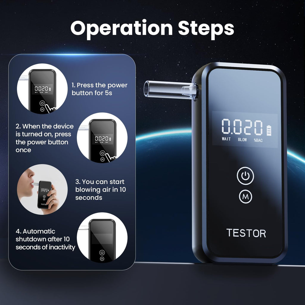 Breathalyzers - Professional-Grade Portable 0.001% BAC | 8 Mouthpieces
