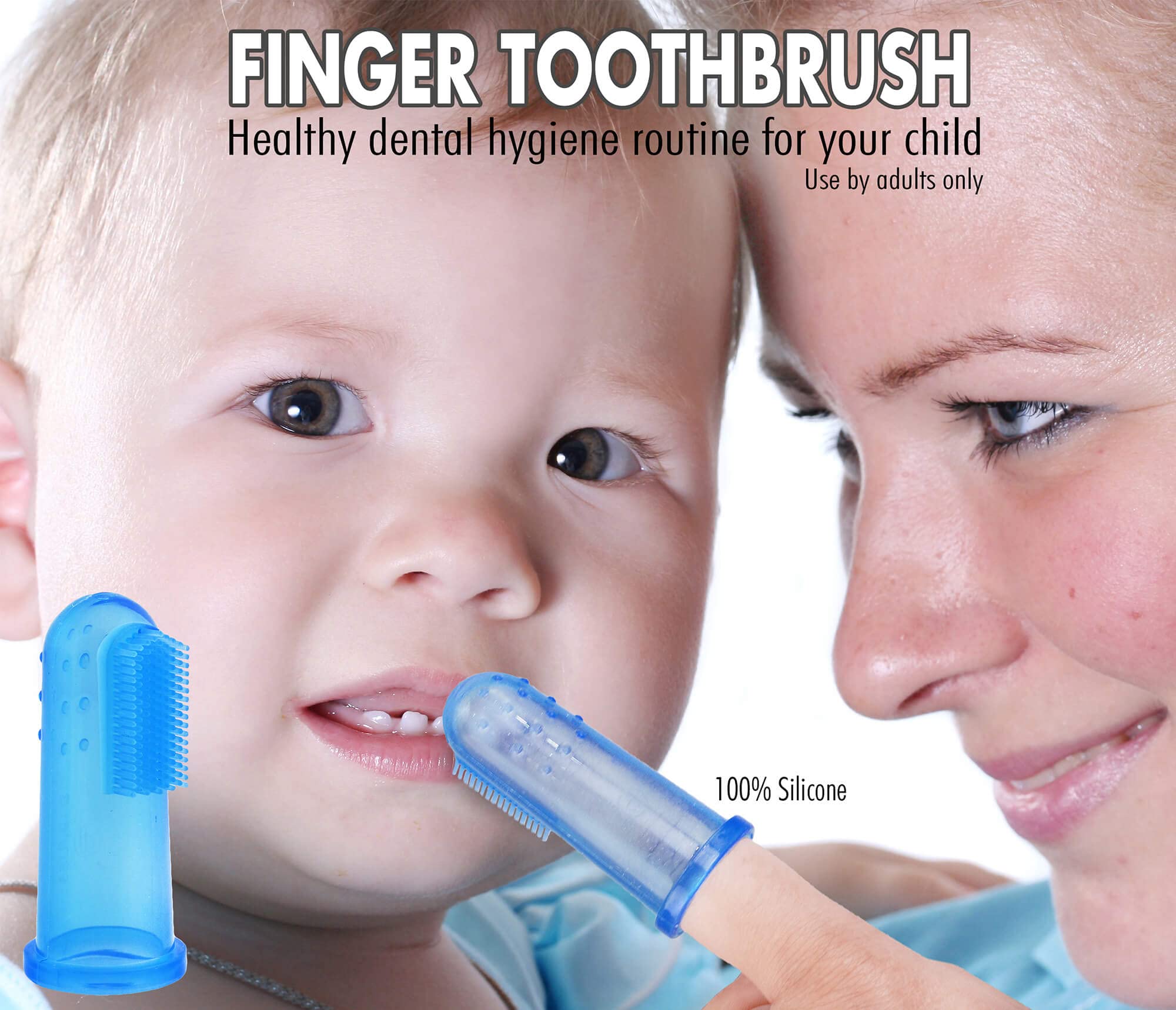 Brilliant Baby Finger Toothbrush – Silicone Gum Massager & Teether (Clear), 2 Count