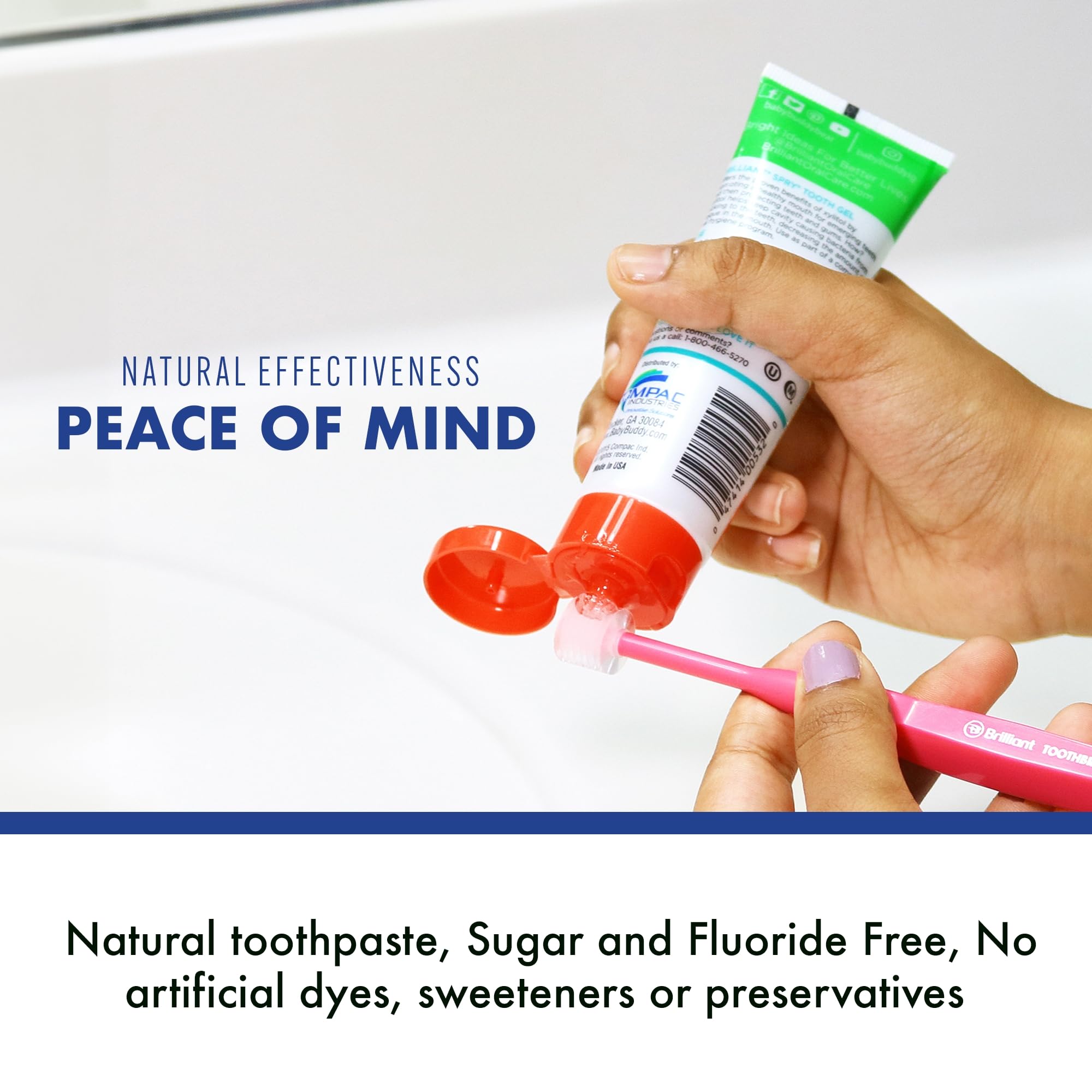 Brilliant Oral Care Kids Fluoride-Free Toothpaste & Spry Gel – Strawberry Banana, 2 oz (2 Pack)