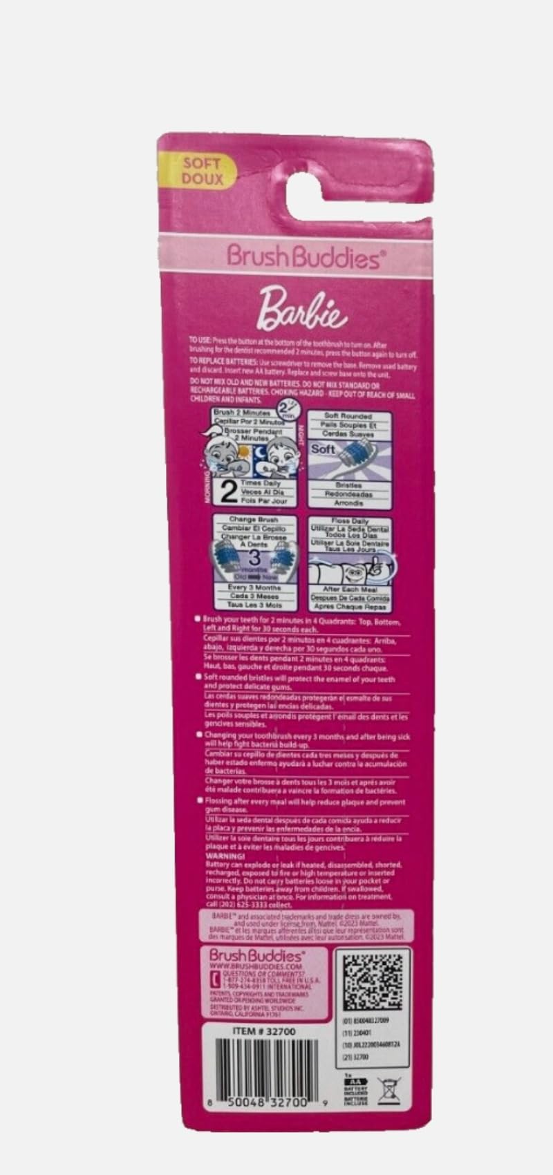 Brush Buddies Barbie Kids Electric Toothbrush – Soft Bristles & Sonic Power