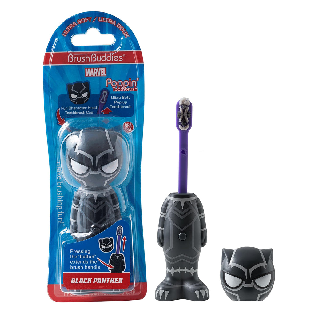 Brush Buddies Marvel Black Panther Kids Toothbrush - Soft & Rounded Bristles