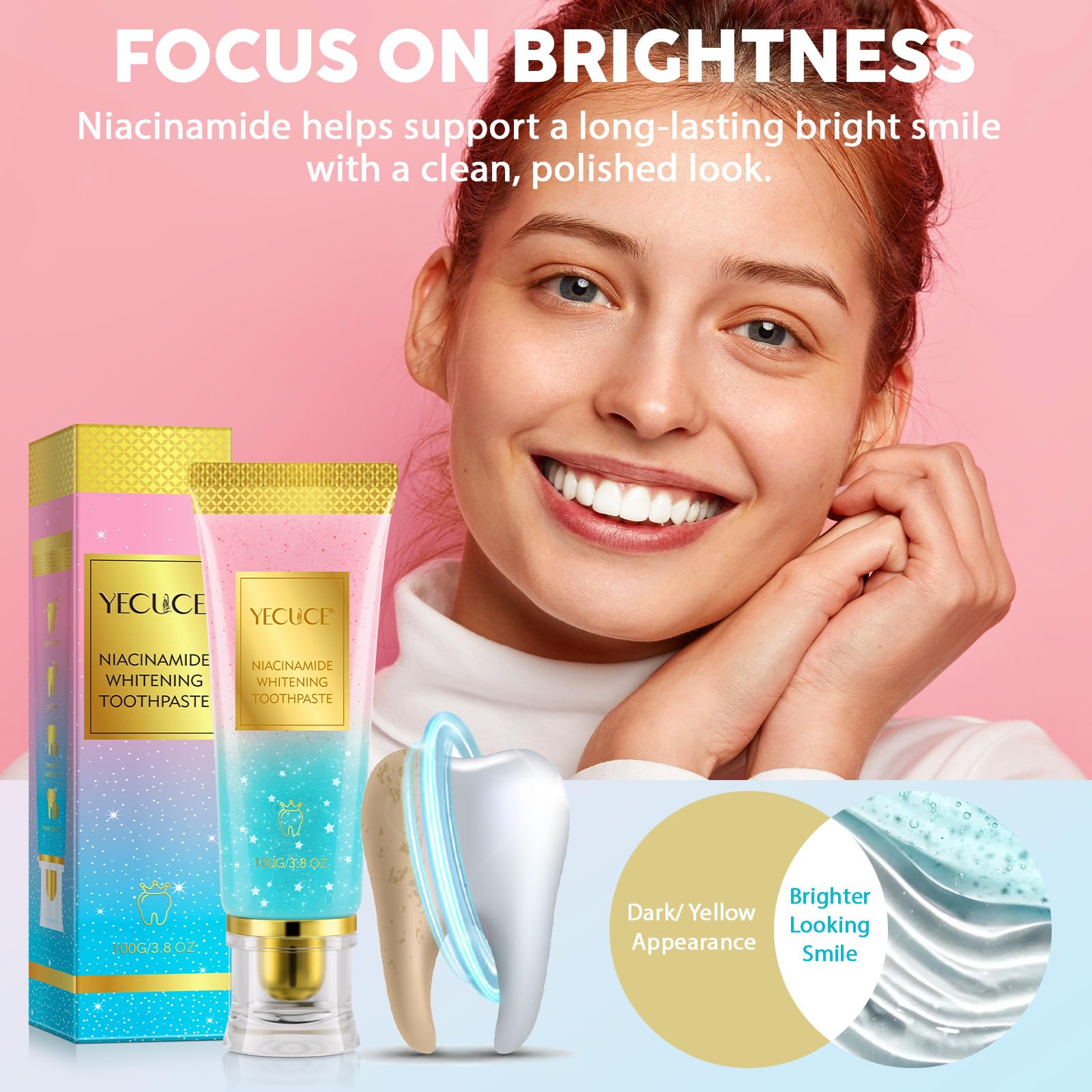 2 Pcs Niacinamide Whitening Toothpaste - Enamel Protection, Fluoride-Free, For Sensitive Teeth