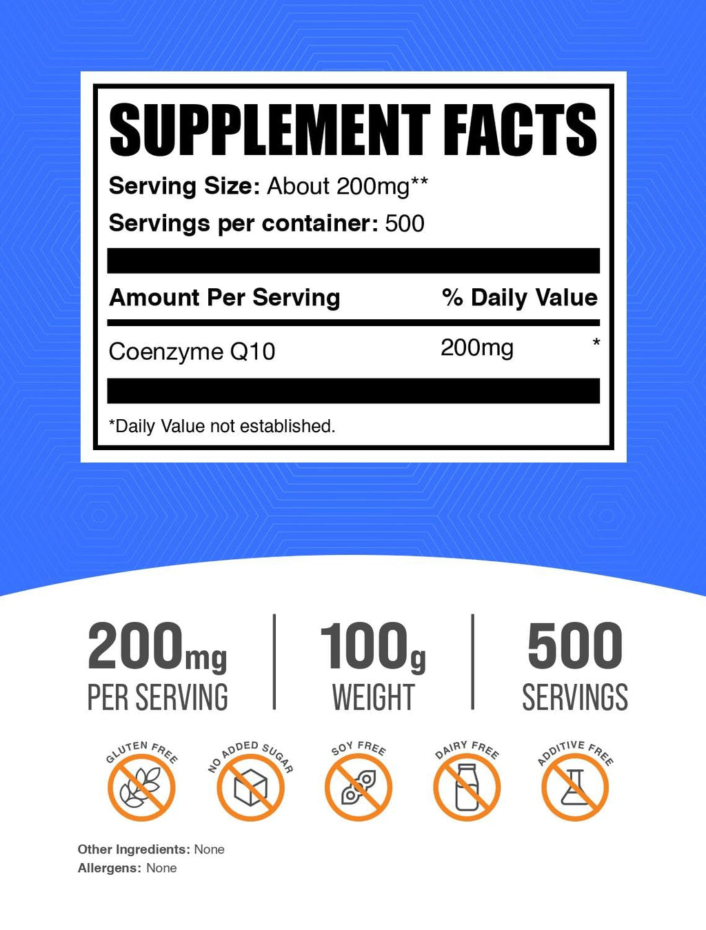 BulkSupplements CoQ10 Powder 200mg – Gluten Free, 100g Jar