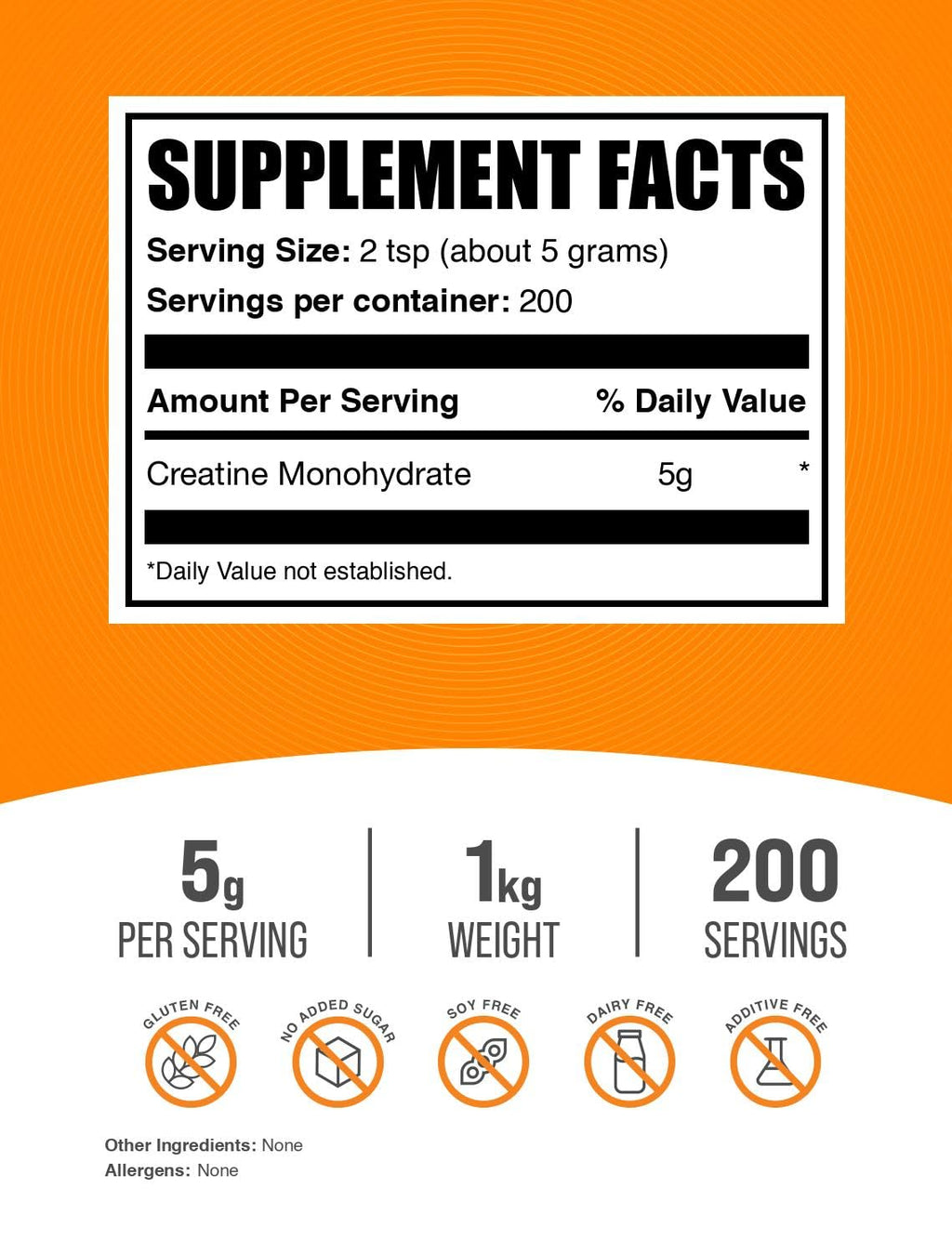 BulkSupplements Creatine Monohydrate Powder – Micronized, Unflavored, 5g per Serving, 1kg