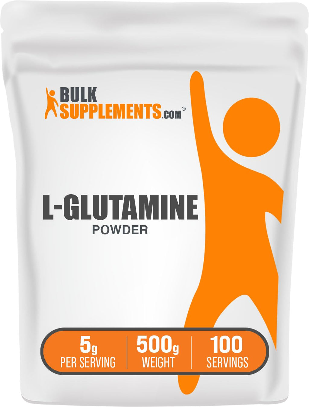 BulkSupplements L-Glutamine Powder – 5g Per Serving, 500g, Unflavored & Gluten Free