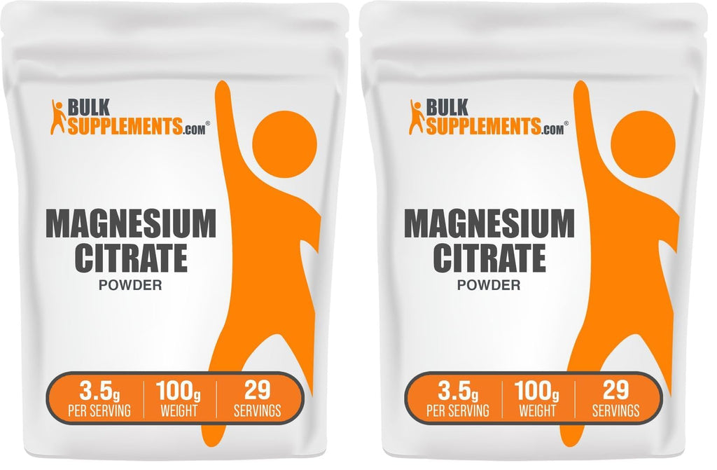 BulkSupplements Magnesium Citrate Powder 400mg | Gluten Free, Easy Absorption (100g x2)