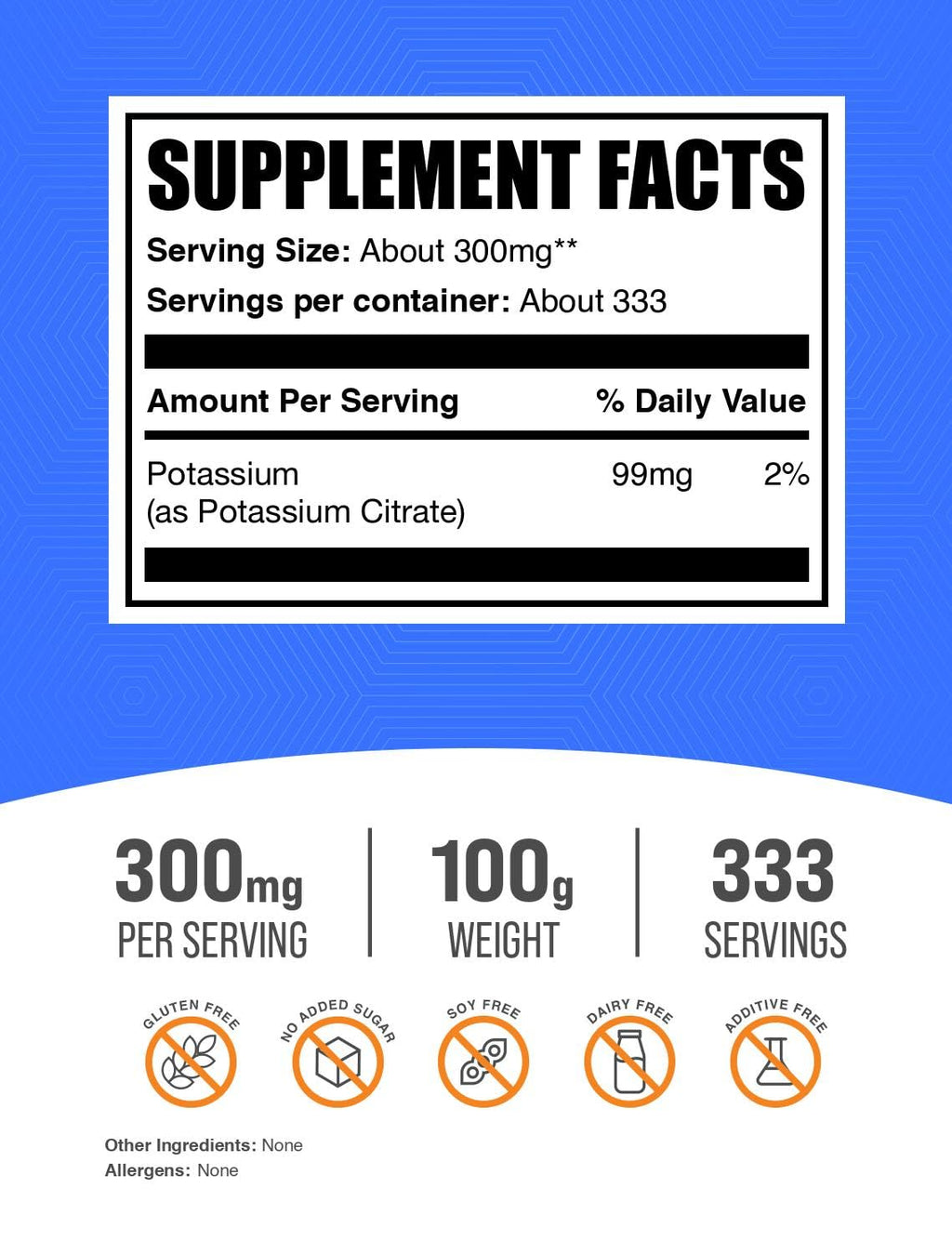 BulkSupplements.com Potassium Citrate Powder | Potassium & Electrolyte Supplement - Gluten Free, 100 g (3.5 oz) - 310 mg Per Serving